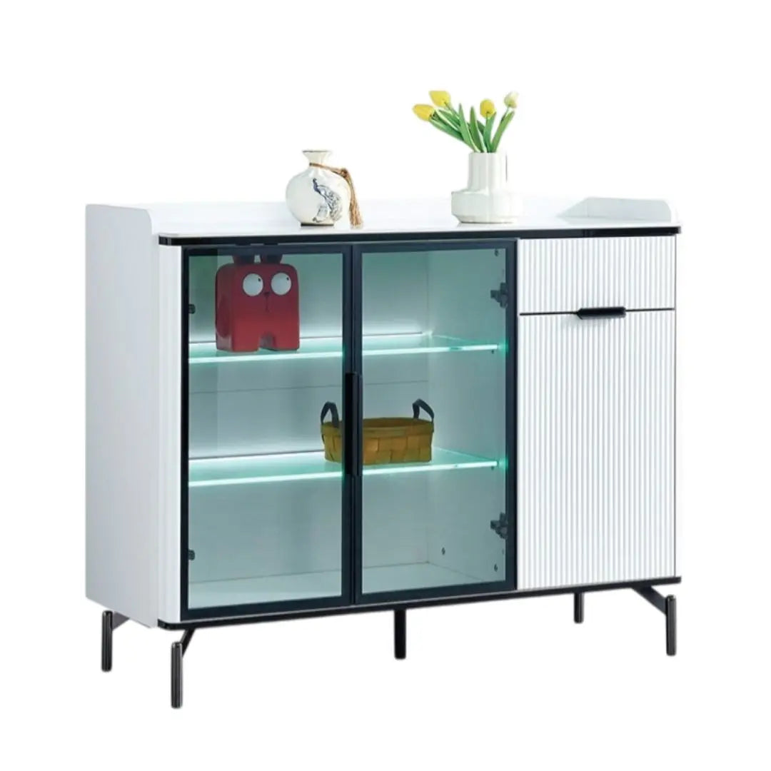 Side Cabinet with LED Lighting & Sintered Stone Top – Available in Three Sizes Grandeur Furnishings