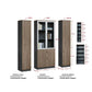 Executive Modular Bookcase | Wood Grain Office Storage Book Cabinet with Lockable Doors Grandeur Furnishings
