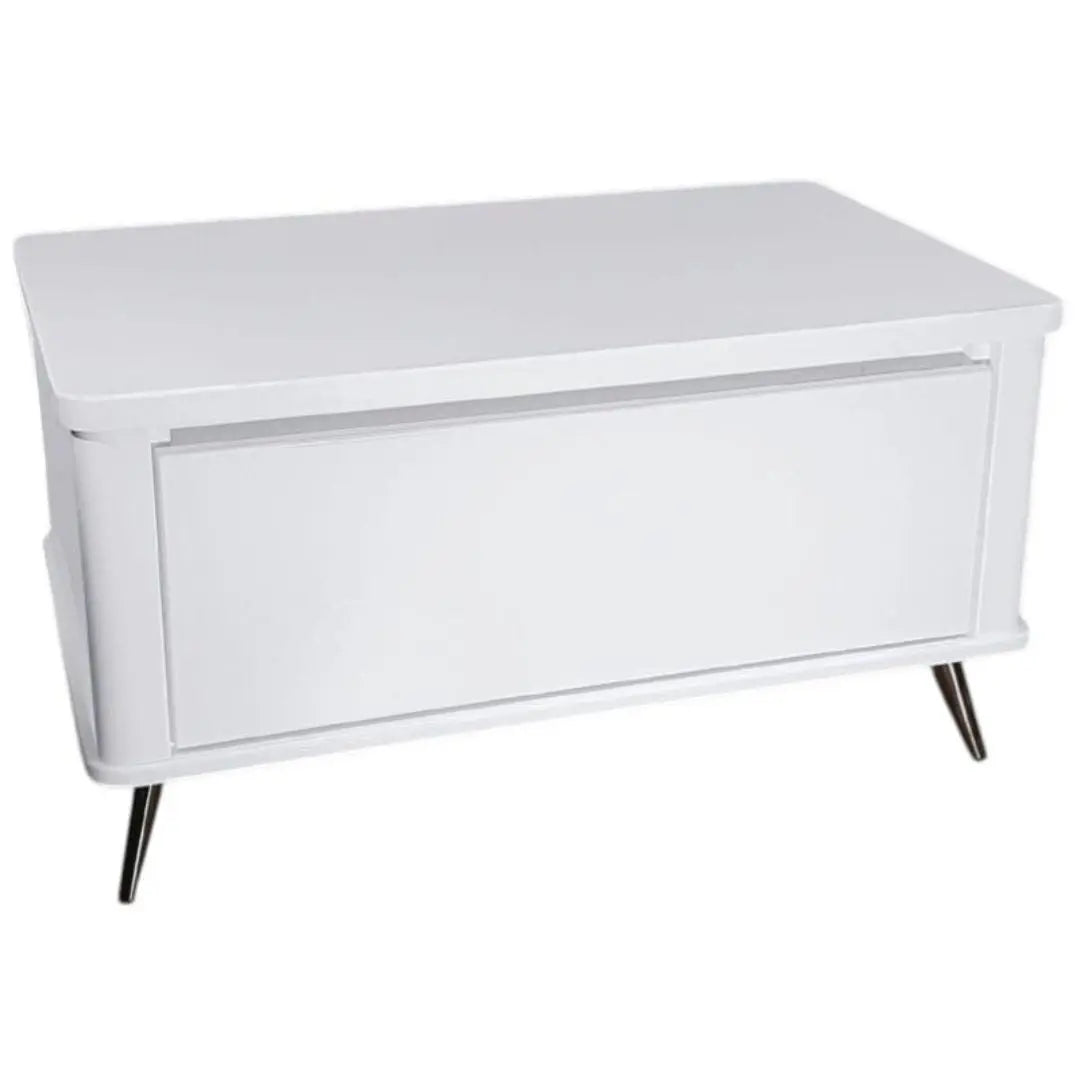 Modern White Coffee Table with Soft-Closing Drawer Grandeur Furnishings
