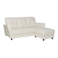 3 Seater Faux Leather Sofa with Ottoman Stool  - 3 Seater Couch Foot Stool Grandeur Furnishings