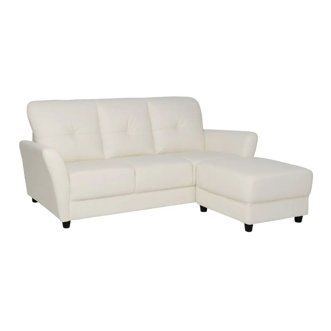 3 Seater Faux Leather Sofa with Ottoman Stool  - 3 Seater Couch Foot Stool Grandeur Furnishings
