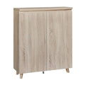 Light wood-look shoe cabinet with three doors