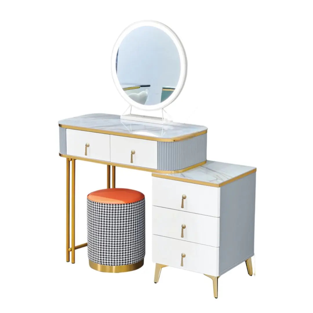 Vanity Table with LED Mirror & Sintered Stone Top Dressing Table 3 Colours Grandeur Furnishings