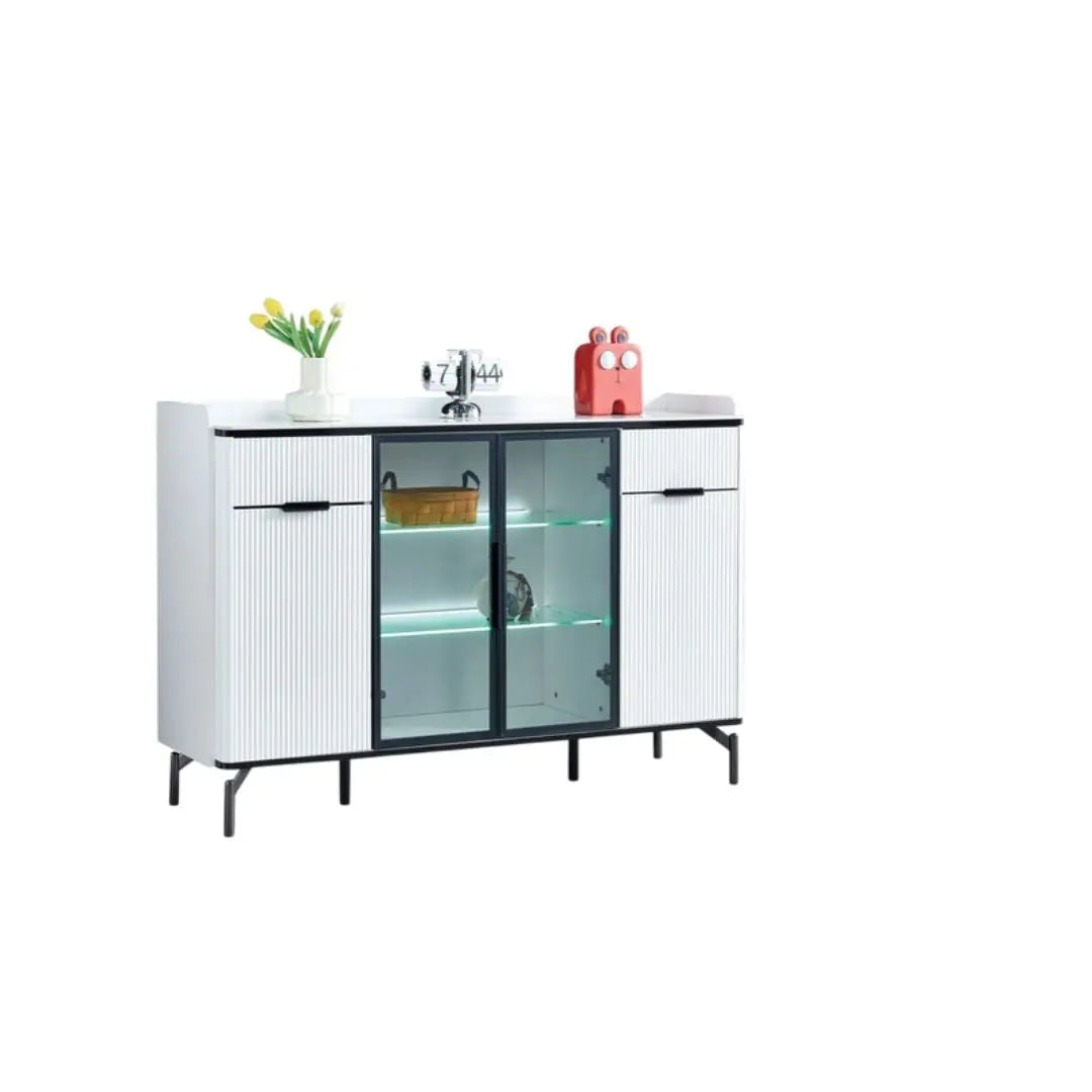 Side Cabinet with LED Lighting & Sintered Stone Top – Available in Three Sizes Grandeur Furnishings