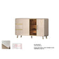 Elegant Gloss Light Khaki Side Cabinet with Gold Chrome Plated Accents & Tempered Glass Grandeur Furnishings
