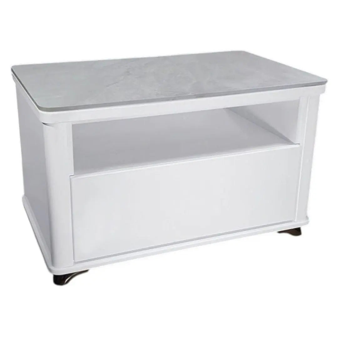 Modern White Coffee Table with Soft-Closing Drawer Grandeur Furnishings