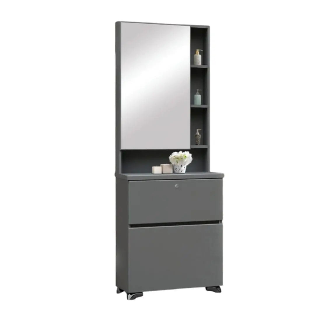 Dressing Table with Vanity Mirror & Storage Shelves Elegant Make Up Table Grandeur Furnishings