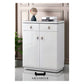 Glossy Shoe Cabinet with Glass Top Grandeur Furnishings