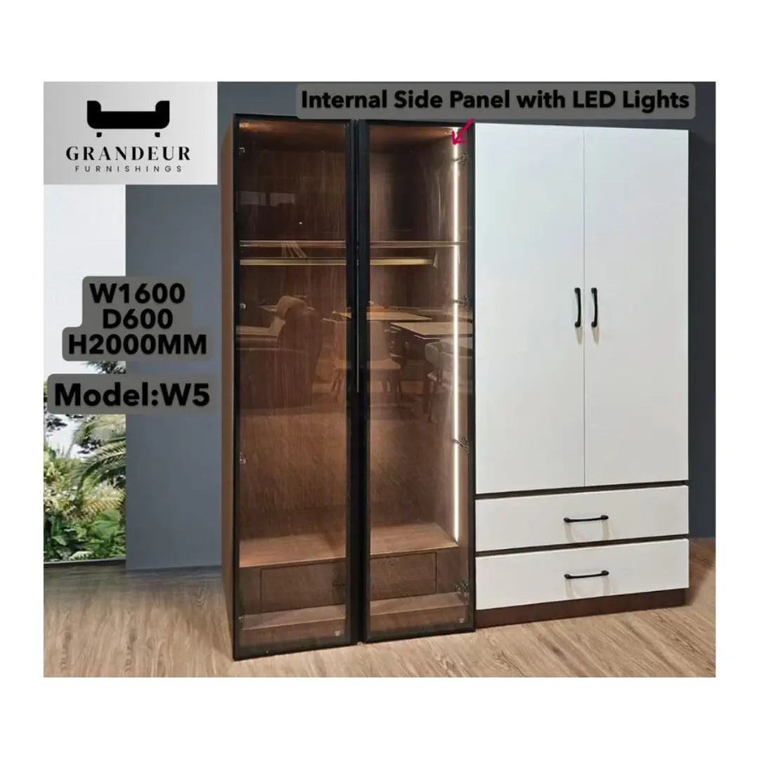 Premium Wardrobe Collection with LED Lights Grandeur Furnishings