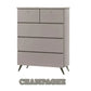 5-Drawer Storage Chest of Drawers in White, Champagne, or Dark Grey Grandeur Furnishings