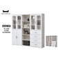 Multi-Storage Book Cabinet with Glass Doors & Drawers – White Finish Grandeur Furnishings