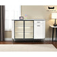 Glass Display Side Cabinet with LED Lights & Sintered Stone Top Storage Solution Grandeur Furnishings