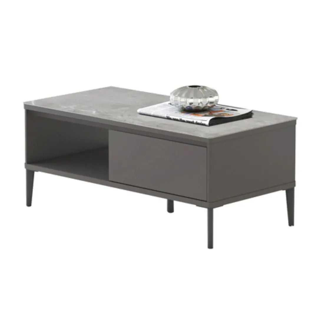 Contemporary Sintered Stone Coffee Table with Storage Grandeur Furnishings