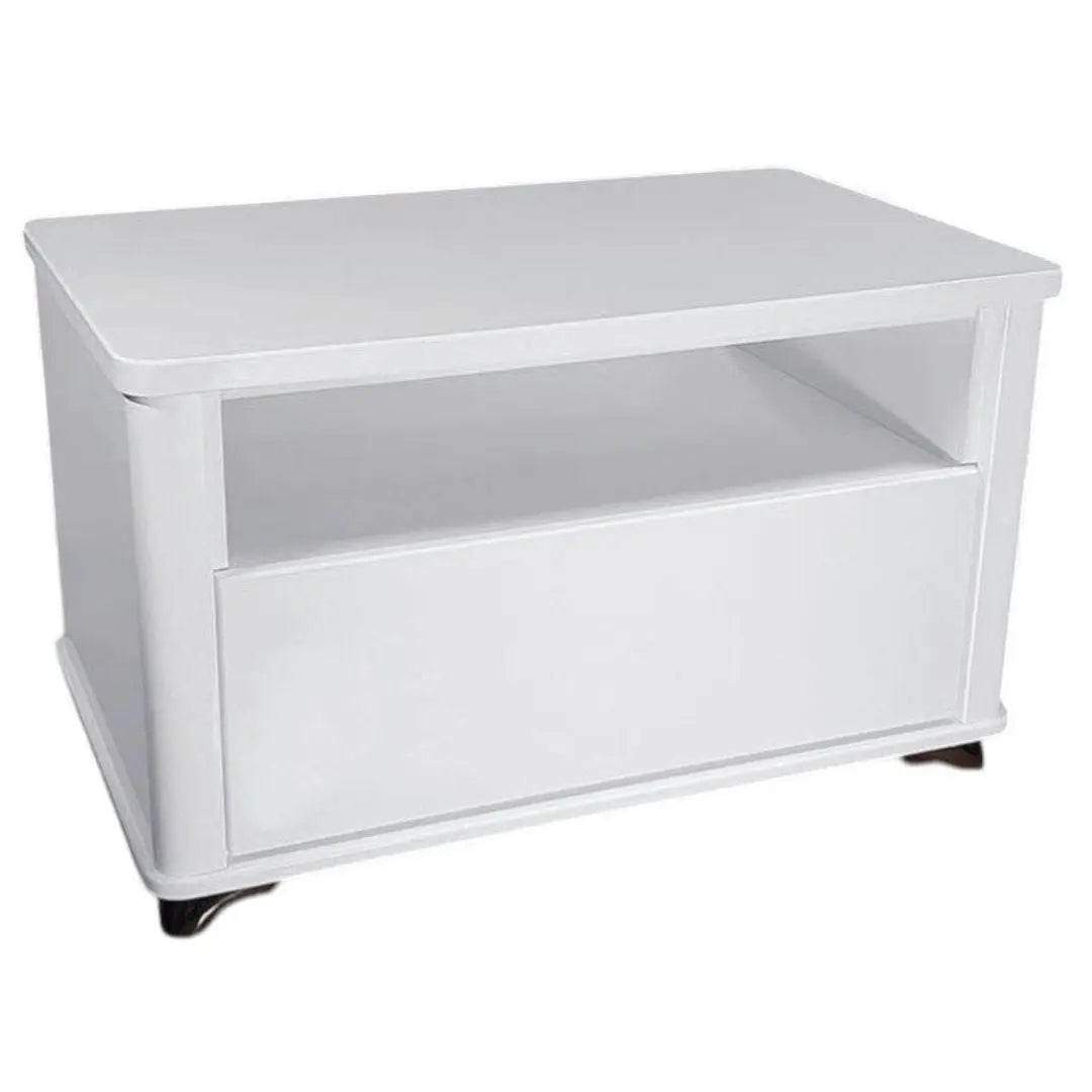 Modern White Coffee Table with Soft-Closing Drawer Grandeur Furnishings