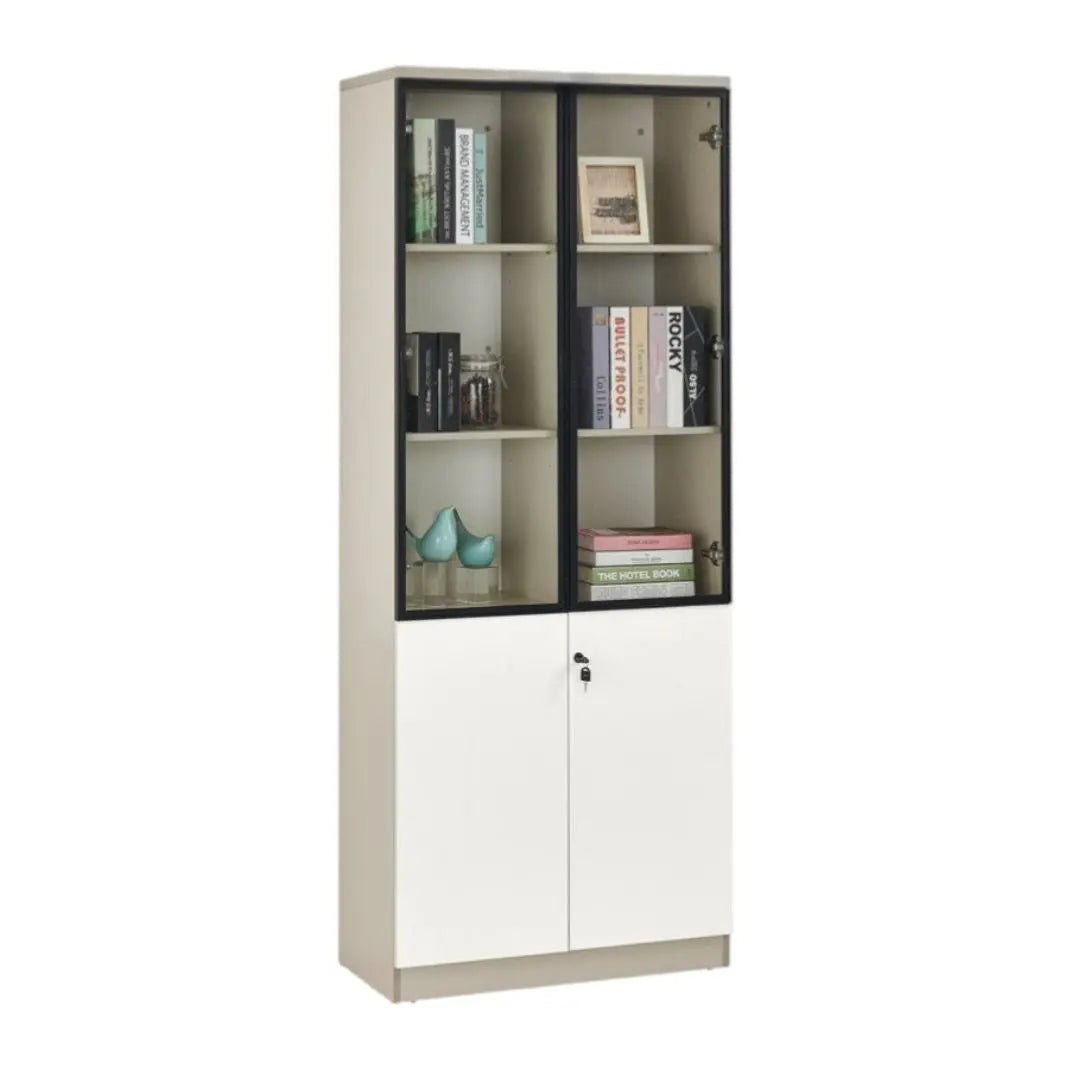Modern Modular Book Cabinet & Office Storage Bookcase | Lockable Doors & Adjustable Shelves Grandeur Furnishings
