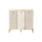 Elegant Shoe Cabinet with Gold-Plated Chrome Legs & Gloss White Sintered Stone Top Grandeur Furnishings