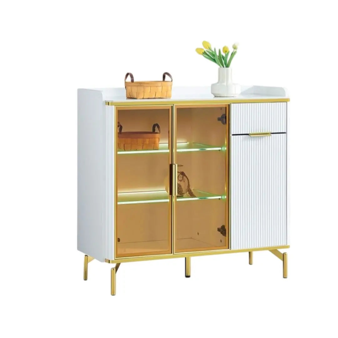 Side Cabinet with LED Lighting & Sintered Stone Top – Available in Three Sizes Grandeur Furnishings