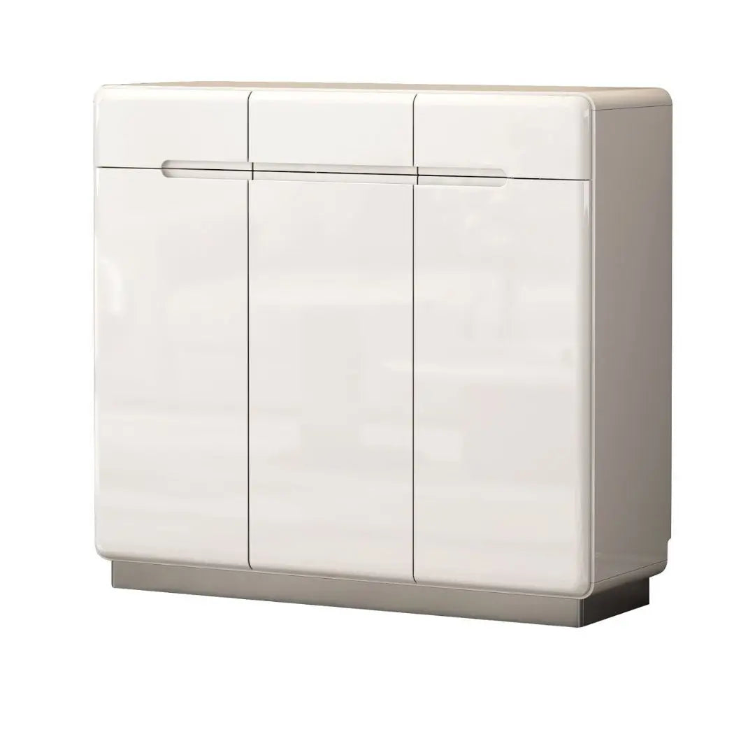 Modern Gloss White & Grey Shoe Cabinet with Round Edges - Multiple Sizes Available Grandeur Furnishings