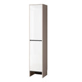 Narrow white-front shoe cabinet with brown sides