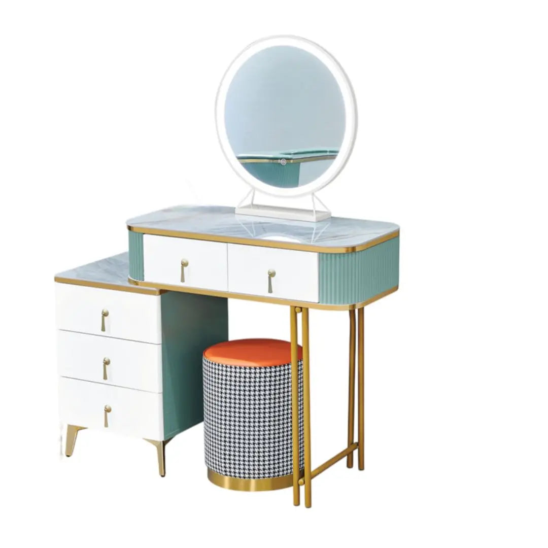 Vanity Table with LED Mirror & Sintered Stone Top Dressing Table 3 Colours Grandeur Furnishings