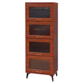 Medium walnut-look storage chest with four dark inset fronts