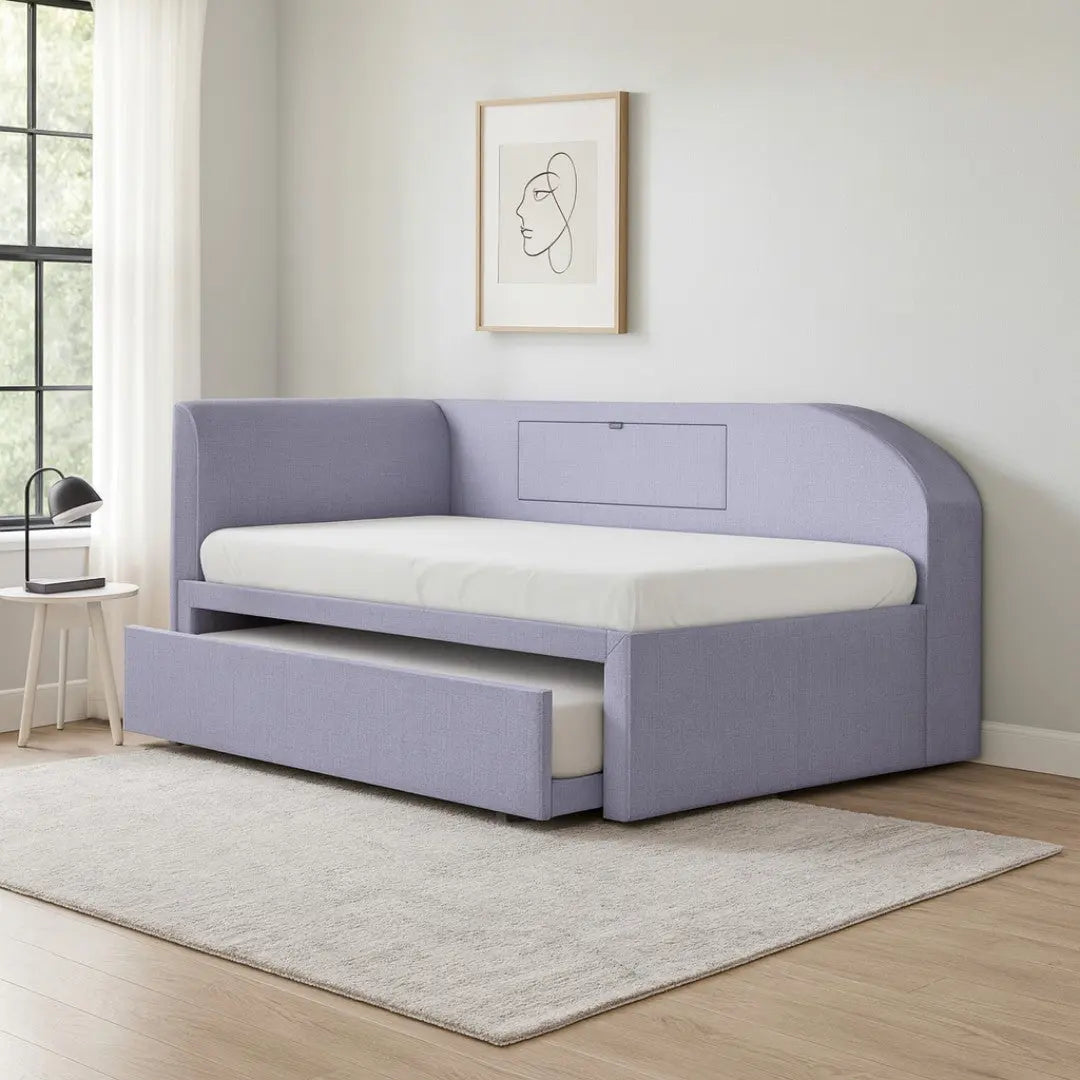 Verelle Corner Day Bed with Pull-Out Trundle & Storage Pocket Grandeur Furnishings