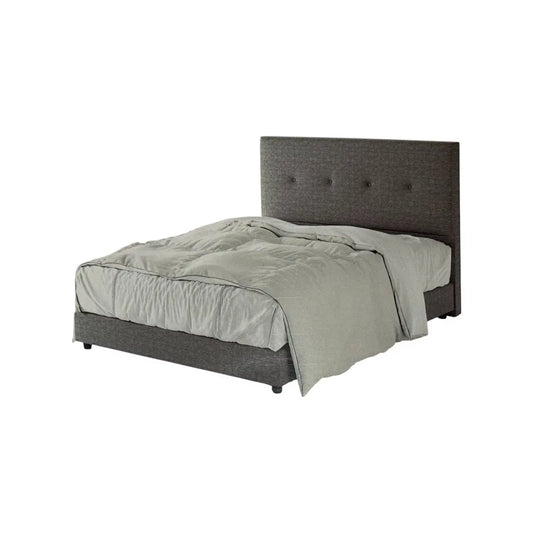 Modern Fabric Upholstered Bed Frame with Button-Tufted Headboard Grandeur Furnishings