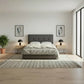Modern Fabric Upholstered Bed Frame with Button-Tufted Headboard Grandeur Furnishings