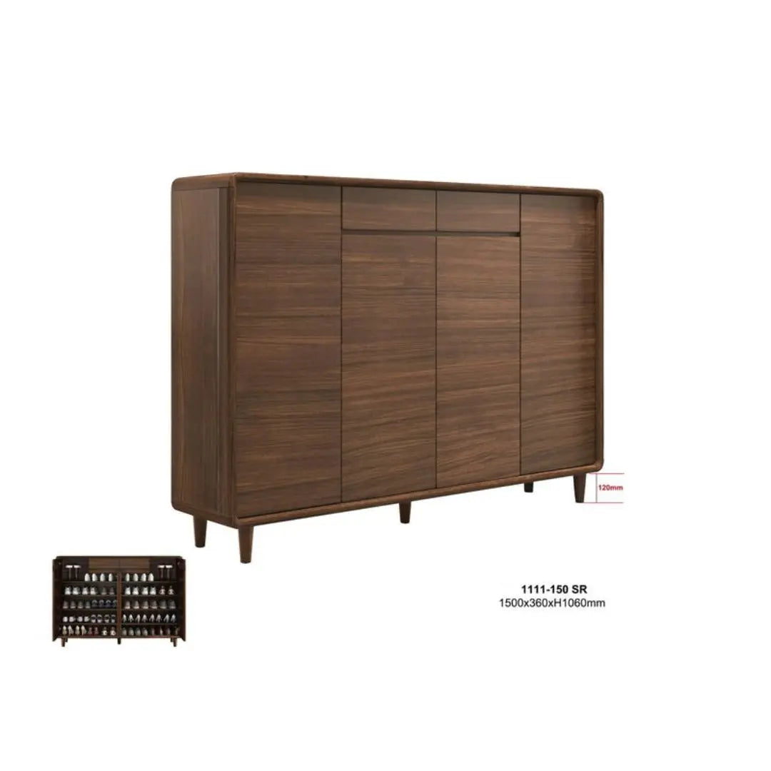 Stylish Gloss White & Walnut Shoe Cabinet - Multiple Sizes Available for Organized Storage Grandeur Furnishings