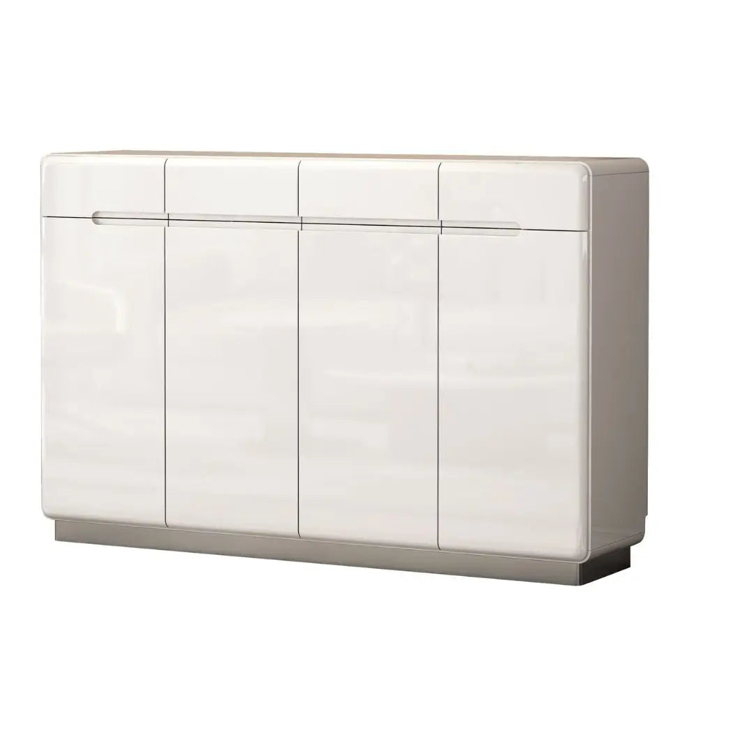 Modern Gloss White & Grey Shoe Cabinet with Round Edges - Multiple Sizes Available Grandeur Furnishings