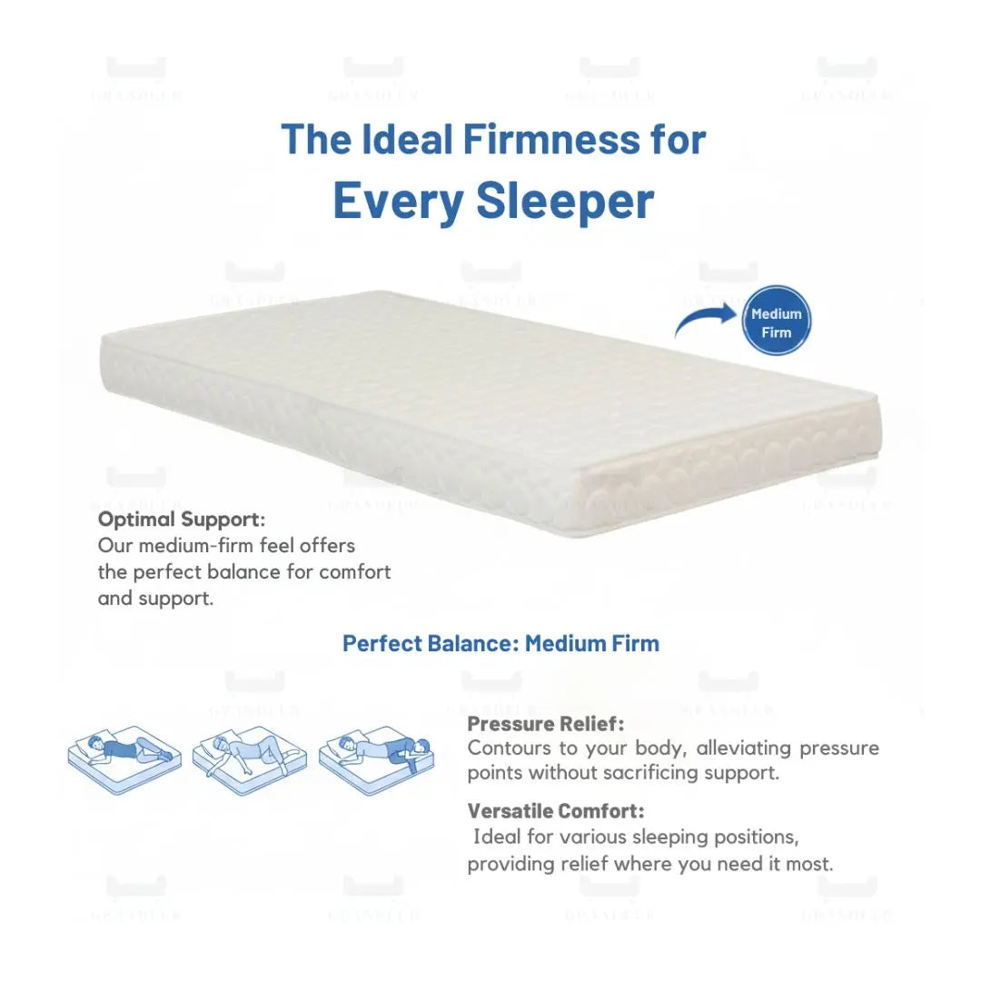 Modern Divan Bed with 8-Inch Foam Mattress | PU Leather Upholstered Bed Frame and Mattress Set Grandeur Furnishings