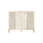 Elegant Shoe Cabinet with Gold-Plated Chrome Legs & Gloss White Sintered Stone Top Grandeur Furnishings
