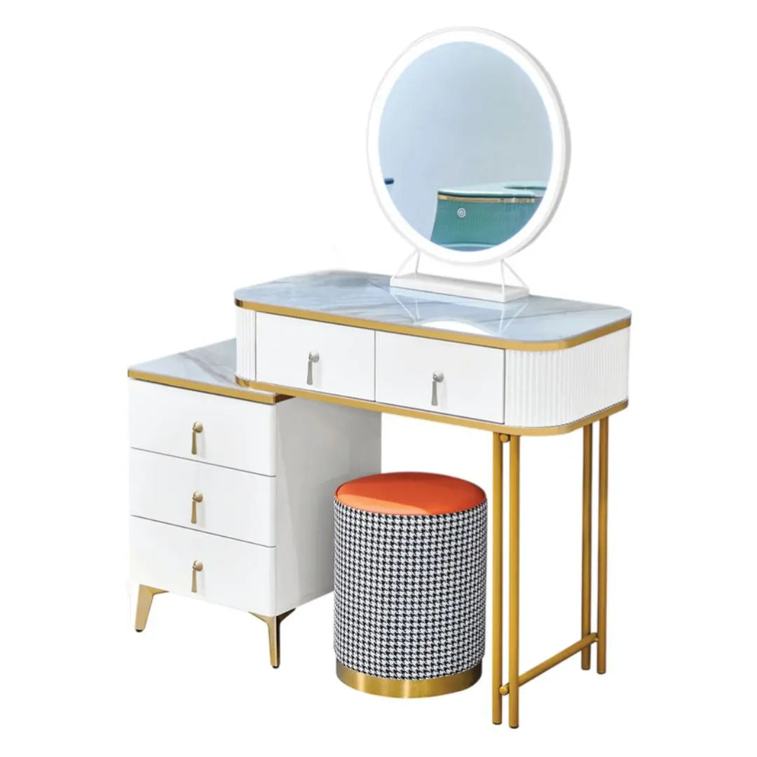 Vanity Table with LED Mirror & Sintered Stone Top Dressing Table 3 Colours Grandeur Furnishings