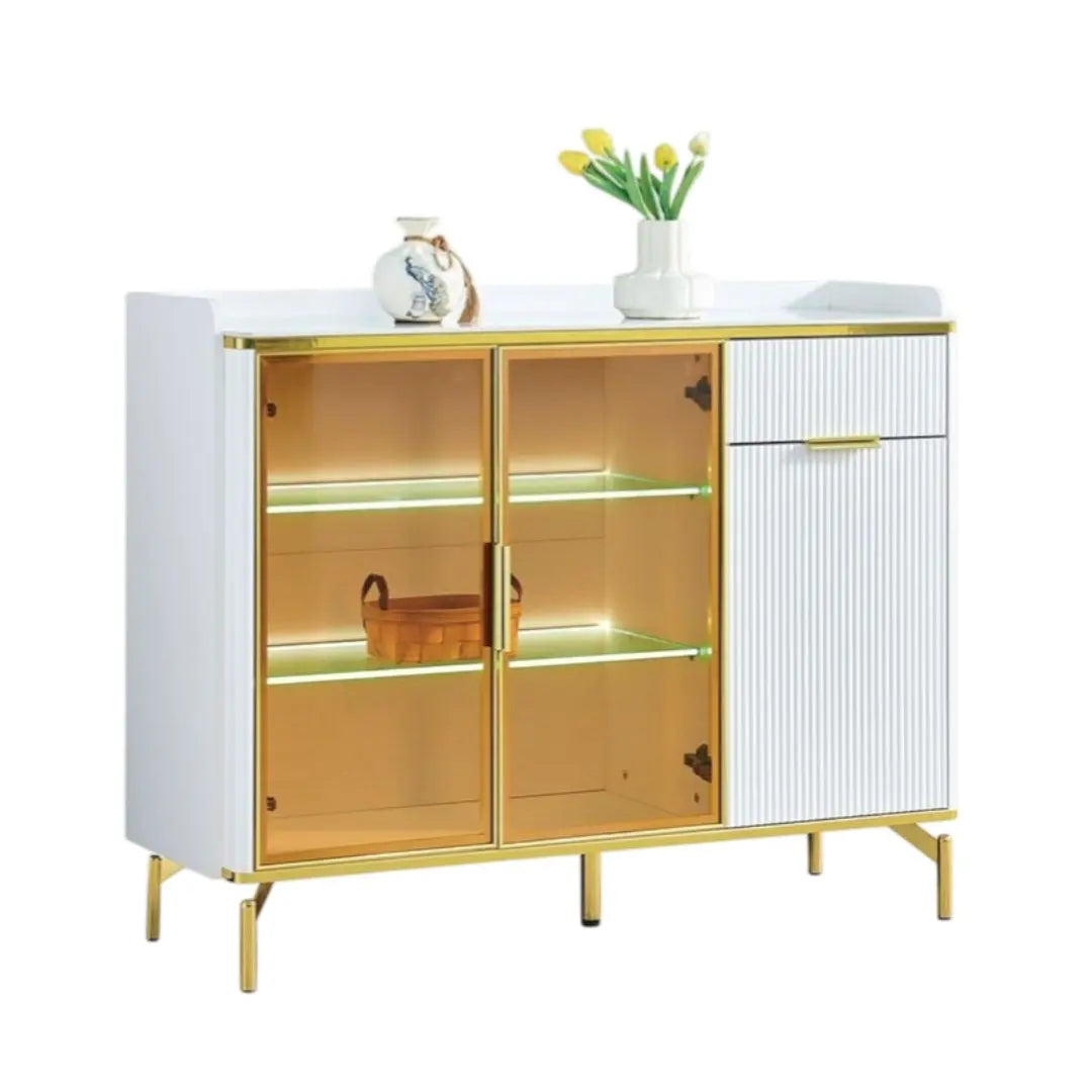 Side Cabinet with LED Lighting & Sintered Stone Top – Available in Three Sizes Grandeur Furnishings