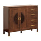 Elegant Wooden Sideboard Side Cabinet with Brass Accents Grandeur Furnishings