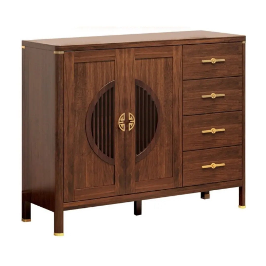 Elegant Wooden Sideboard Side Cabinet with Brass Accents Grandeur Furnishings