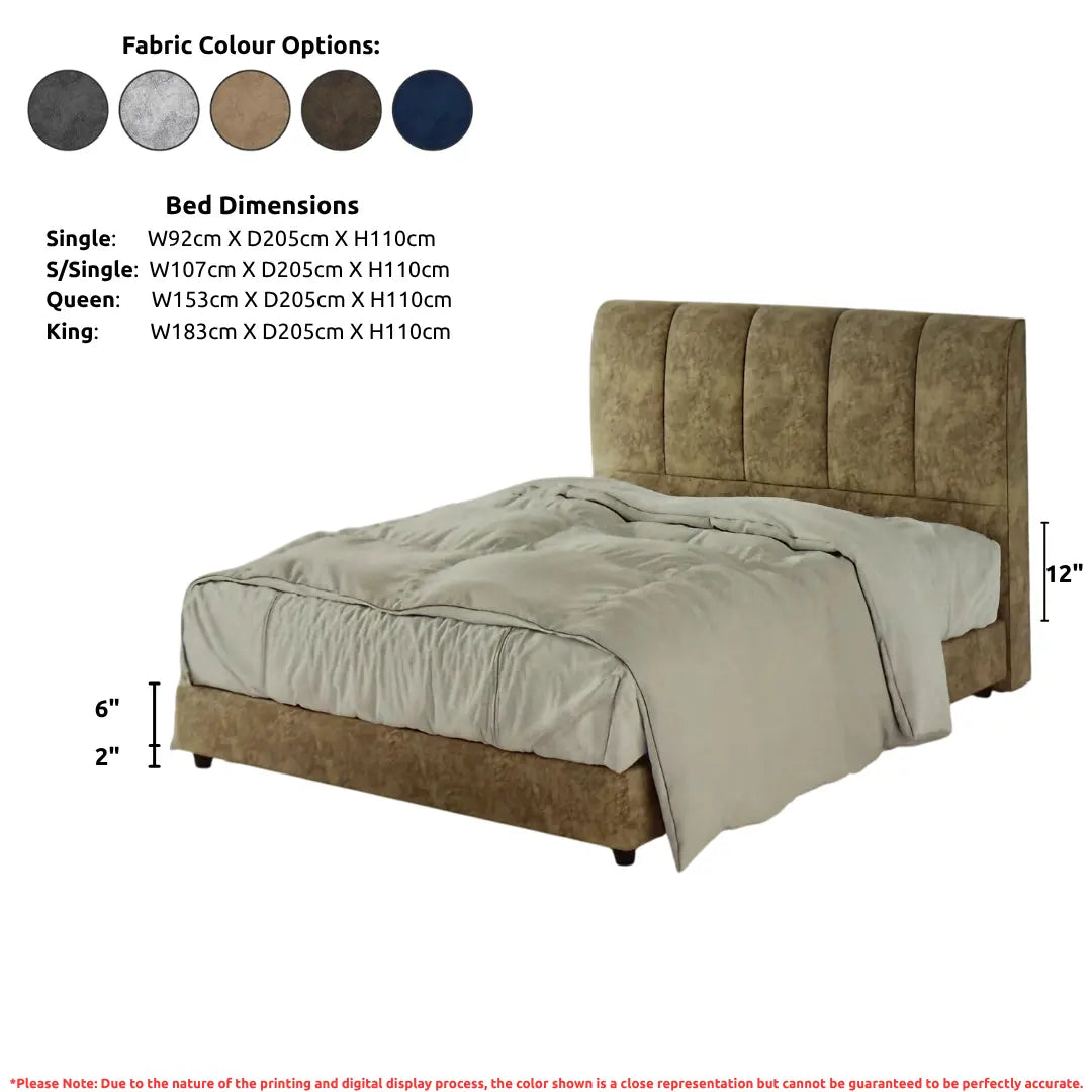 Modern Upholstered Bed Frame with Vertical Panel Headboard Grandeur Furnishings