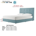 Blue Auralis bed with colour options and dimensions