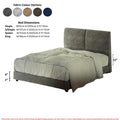 Grey two-panel headboard bed with colour options and dimensions