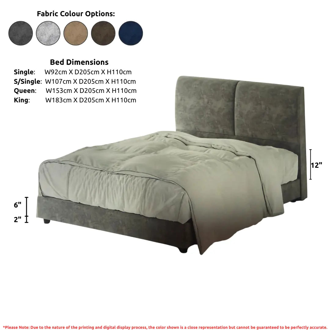 Minimalist Fabric Bed Frame with Soft Panel Headboard Grandeur Furnishings