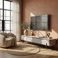 Pristine Contemporary TV Console with Sintered Stone Top – Elevated Media Console with 16cm High Metal Legs Grandeur Furnishings