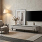 Pristine Contemporary TV Console with Sintered Stone Top – Elevated Media Console with 16cm High Metal Legs Grandeur Furnishings
