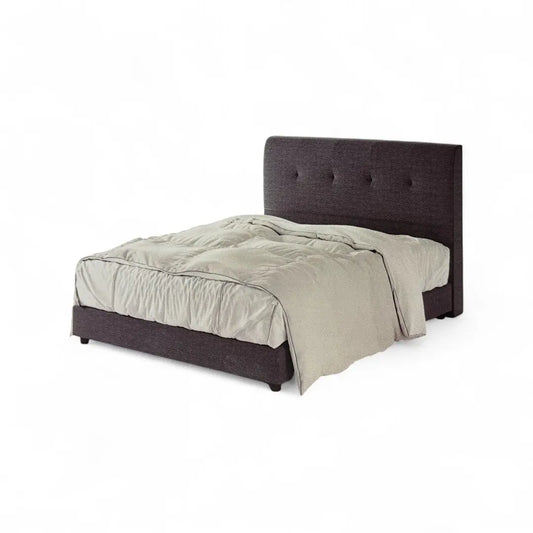 Minimalist upholstered bed with padded button-tufted headboard Grandeur Furnishings