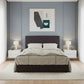 Minimalist upholstered bed with padded button-tufted headboard Grandeur Furnishings