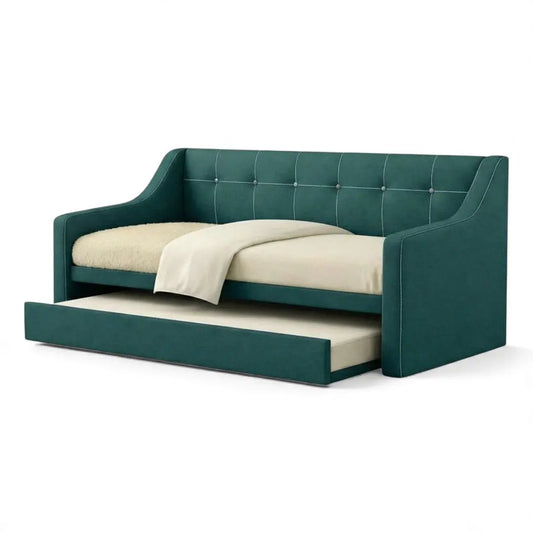Lunero Day Bed with Pull-Out Trundle | 2-in-1 Space Saving Grandeur Furnishings
