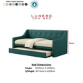 Teal Lunero daybed with colour options and dimensions