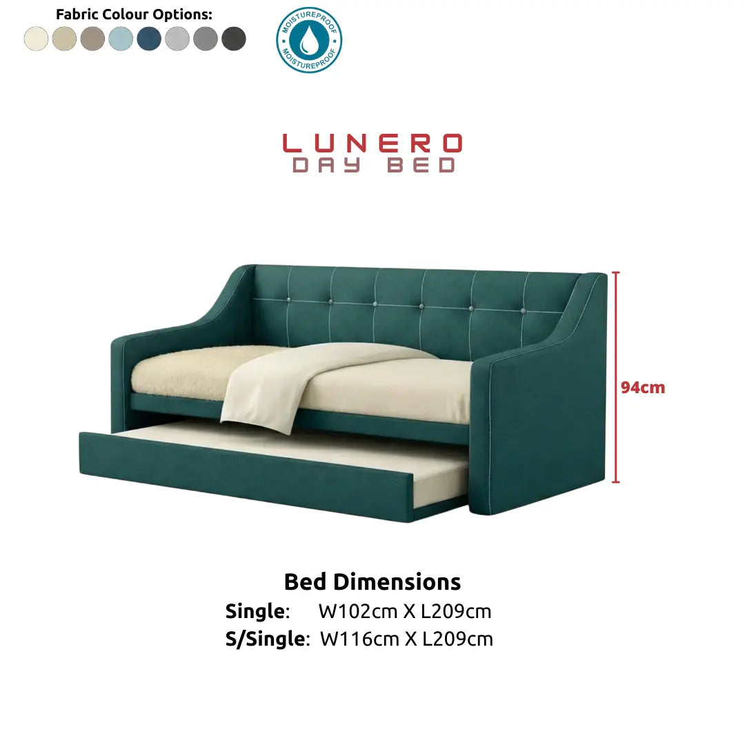 Lunero Day Bed with Pull-Out Trundle | 2-in-1 Space Saving Grandeur Furnishings