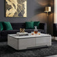 Vallin Stone Top Coffee Table - Minimalist Center Table with 2 Drawers | Rounded Safety Edges & Elevated Plinth Base Grandeur Furnishings
