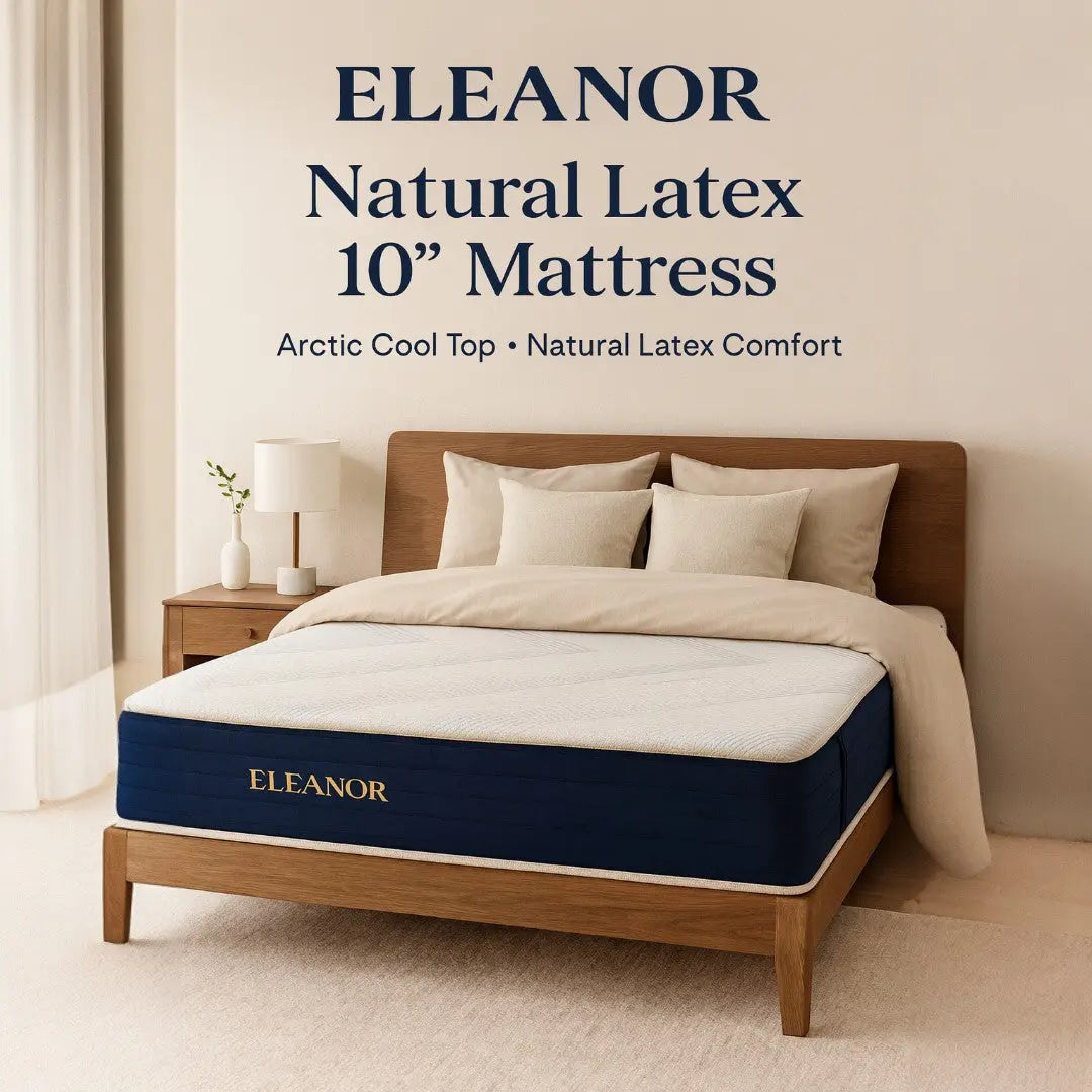 Eleanor 10" Natural Latex Mattress with Arctic Cool Ice Silk Top | Medium Firm Orthopedic Support Foam | Hypoallergenic & Anti-Dust Mite Grandeur Furnishings