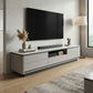 Regale Sintered Stone TV Console with Open Media Shelf | Modern Luxury Storage Cabinet | Rounded Edges Grandeur Furnishings
